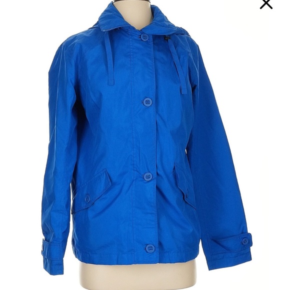 Lands’ End Rain Windbreaker Hooded Royal Blue Jacket Women’s Size XS (4-6) - Picture 1 of 11